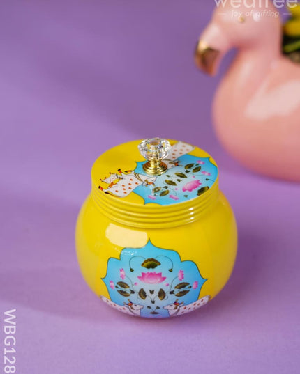 Brass Dry Fruit Jar With Pichwai Prints - Wbg1284 Box