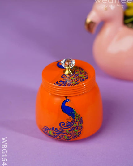 Brass Dry Fruit Jar With Pichwai Prints - Wbg1284 Box