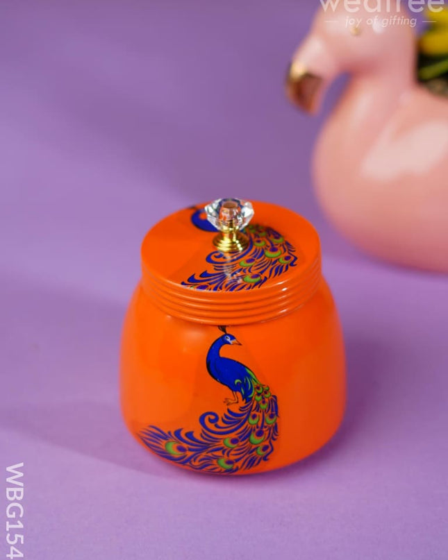Brass Dry Fruit Jar With Pichwai Prints - Wbg1284 Box