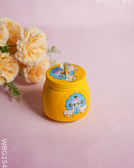 Brass Dry Fruit Jar With Pichwai Prints - Wbg1546 Box Rg