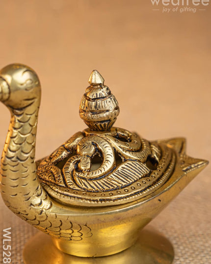 Brass Duck Shape Dhoop Dani - 4 inch - WL5280 - Brass Diya