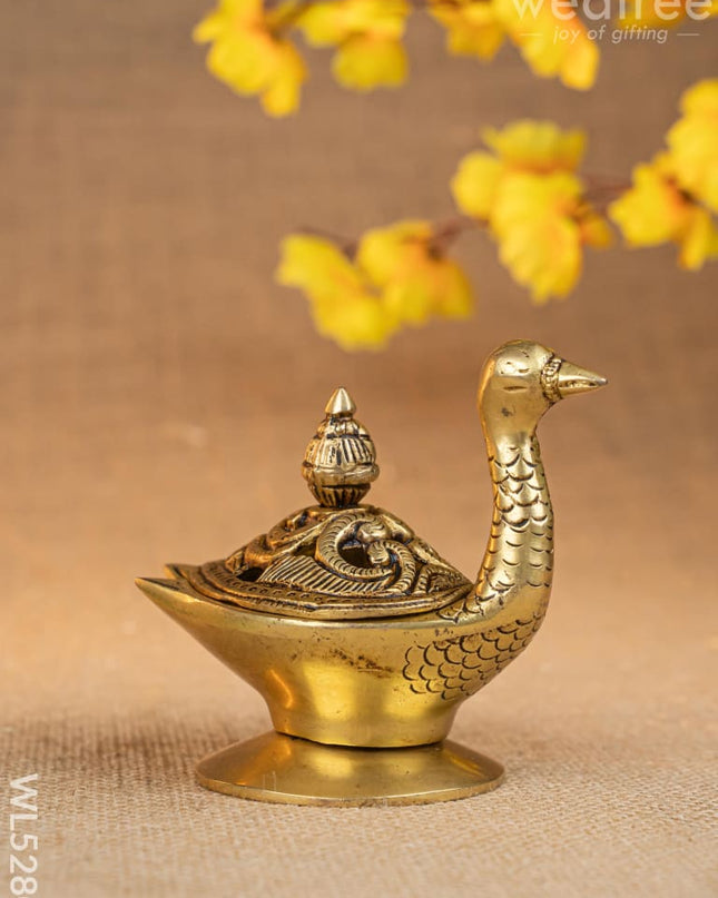 Brass Duck Shape Dhoop Dani - 4 inch - WL5280 - Brass Diya