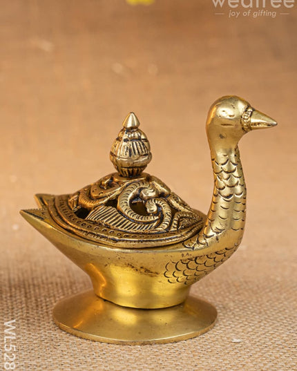 Brass Duck Shape Dhoop Dani - 4 inch - WL5280 - Brass Diya