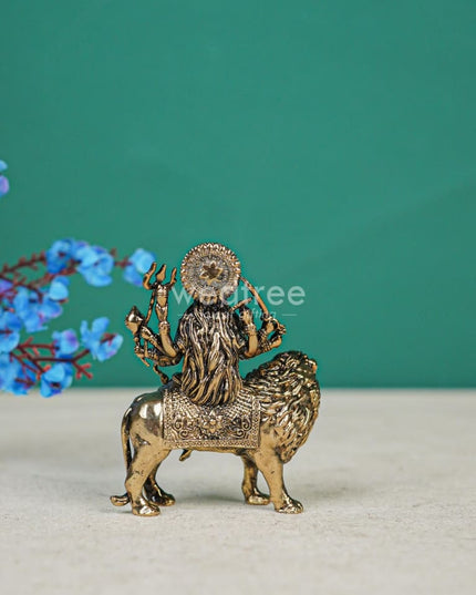 Brass Antique Durga Maa With Lion Idol - Wl4400 Figurines