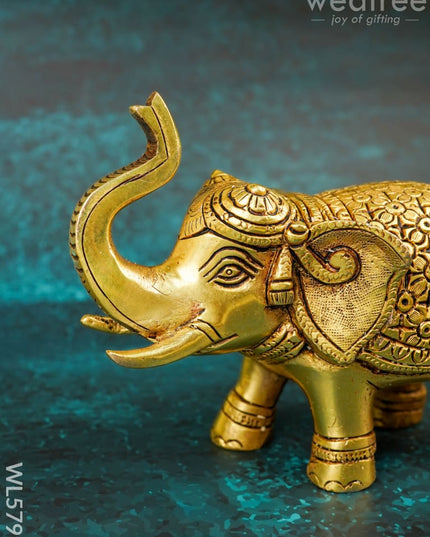 Brass Elephant Idol - 7 inch - WL5799 - Brass Decor