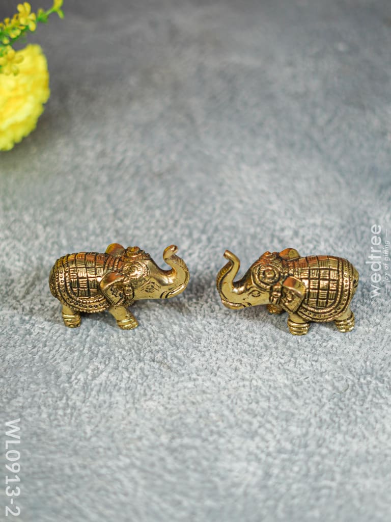 Brass Elephant (Set Of 2) - Black Antique Finish Small Wl0913 - 2 Figurines