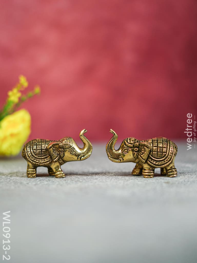Brass Elephant (Set Of 2) - Black Antique Finish Small Wl0913 - 2 Figurines