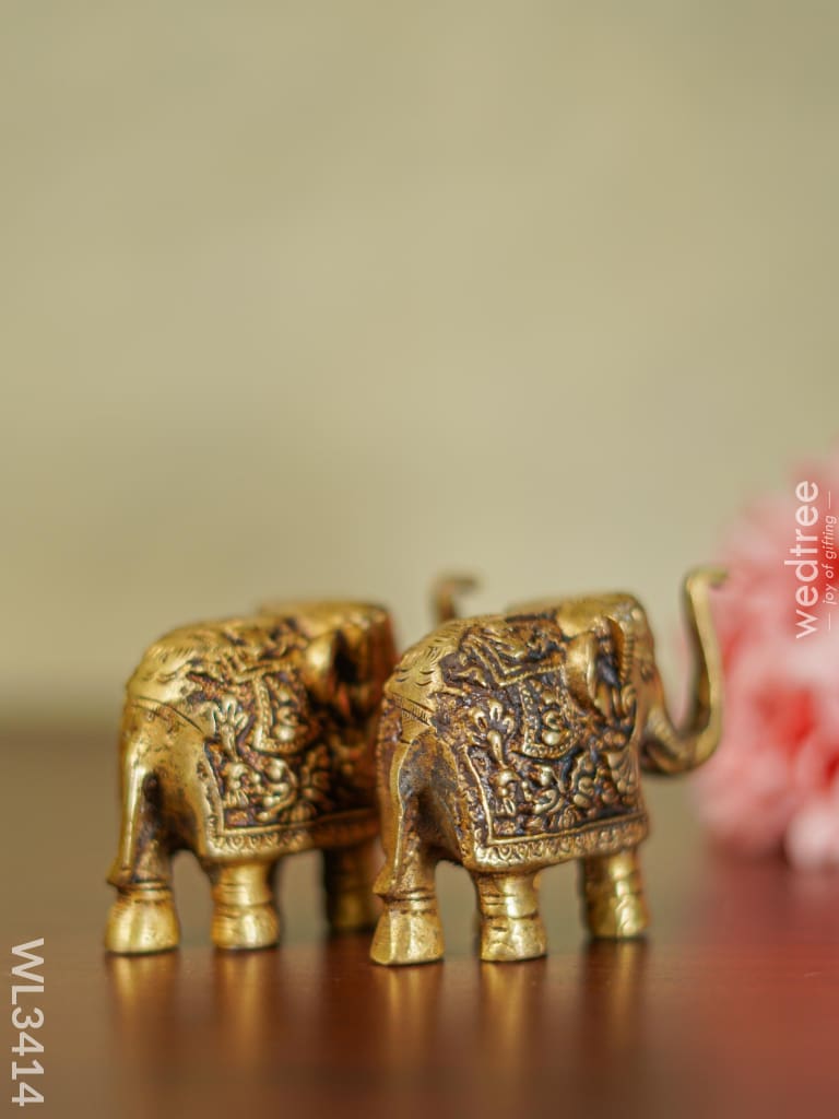 Brass Elephant - Set Of 2 Wl3414 Figurines