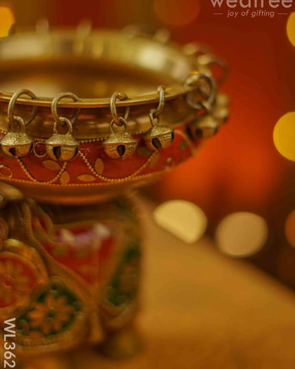 Brass Elephant Urli With Meenakari Finish - Wl3623