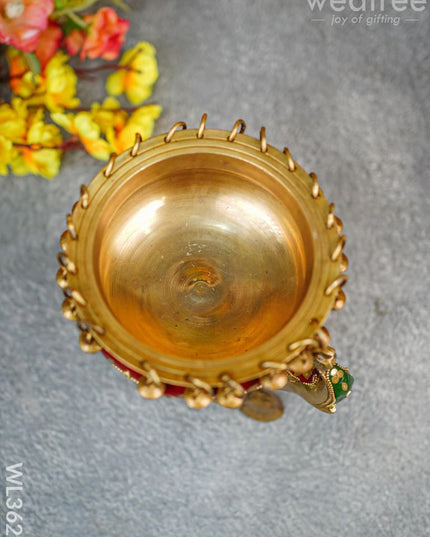 Brass Elephant Urli With Meenakari Finish - Wl3623