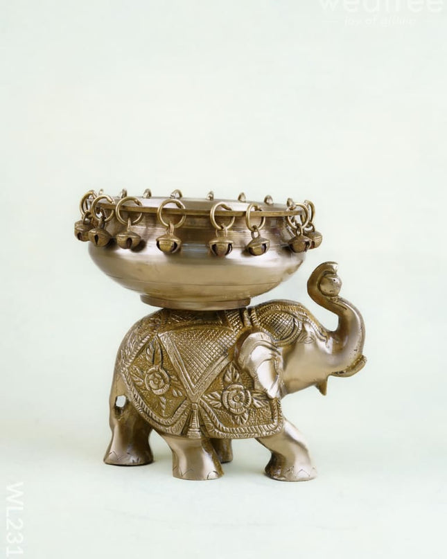 Brass Elephant Urli - WL2313 - Brass Urli