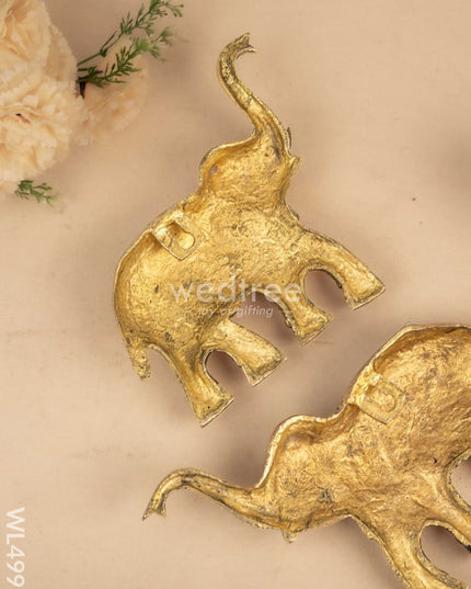 Brass Elephant Wall Hanging - Set of 2 - WL4993 Brass Wall Hanging