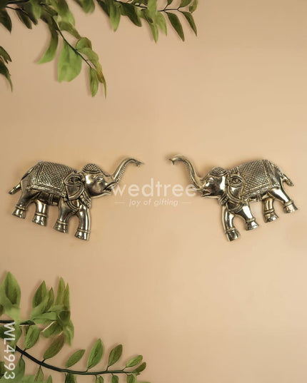Brass Elephant Wall Hanging - Set of 2 - WL4993 Brass Wall Hanging