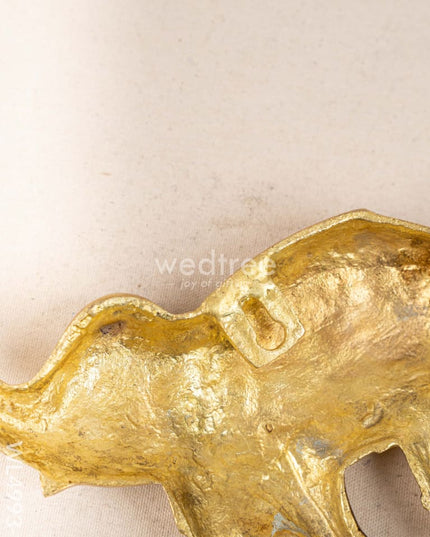 Brass Elephant Wall Hanging - Set of 2 - Gold- WL4993-2 Brass Wall Hanging