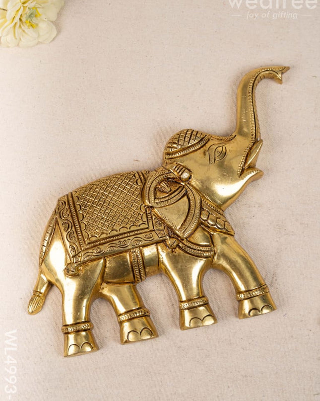 Brass Elephant Wall Hanging - Set of 2 - Gold- WL4993-2 Brass Wall Hanging