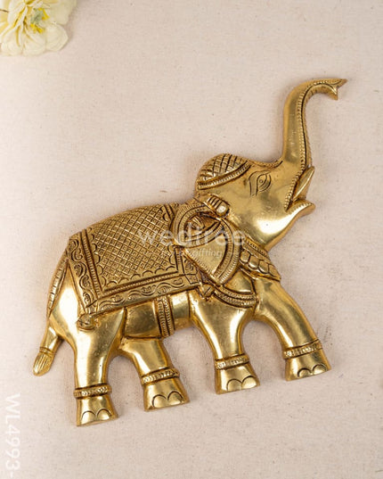 Brass Elephant Wall Hanging - Set of 2 - Gold- WL4993-2 Brass Wall Hanging