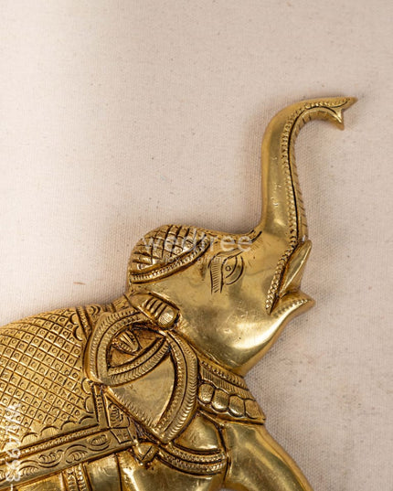 Brass Elephant Wall Hanging - Set of 2 - Gold- WL4993-2 Brass Wall Hanging