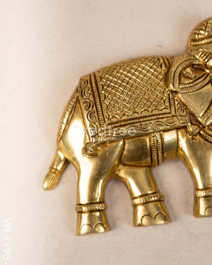 Brass Elephant Wall Hanging - Set of 2 - Gold- WL4993-2 Brass Wall Hanging