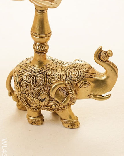 Brass Elephant With Annapakshi Diya - WL4320 - Brass Diya