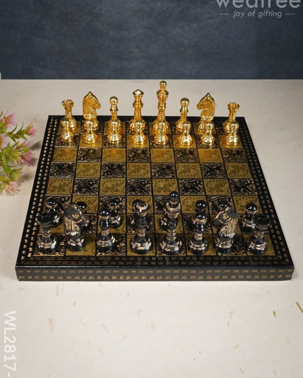 Brass Finish Chess Board - 10X10 Wl2817 & Black ( Elephant ) Utility