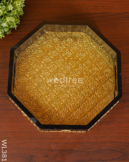 Brass Fitted Hexagon Shape Tray - 11 Inch Wl3815 Wooden Trays