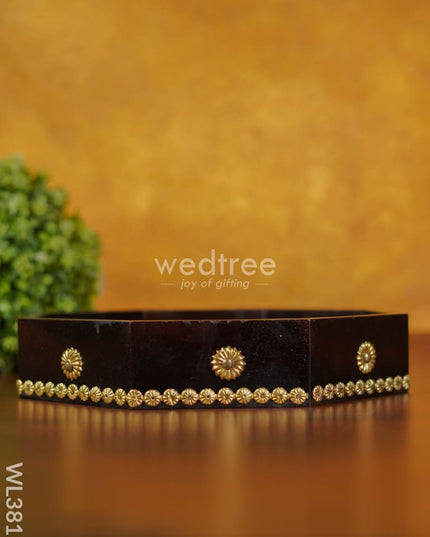 Brass Fitted Hexagon Shape Tray - 11 Inch Wl3815 Wooden Trays