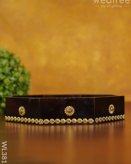 Brass Fitted Hexagon Shape Tray - 11 Inch Wl3815 Wooden Trays