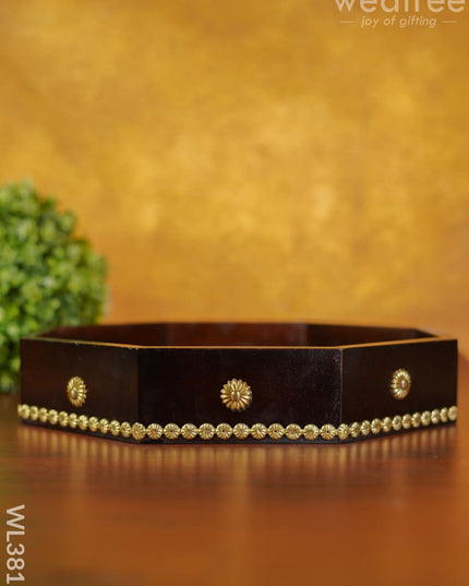 Brass Fitted Hexagon Shape Tray - 13 Inch Wl3816 Wooden Trays