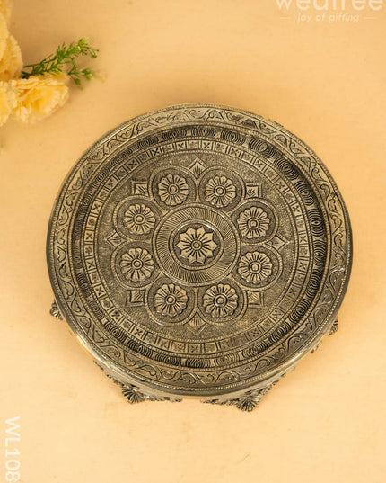 Brass Floral Designed Chowki - WL1084 Brass Utility