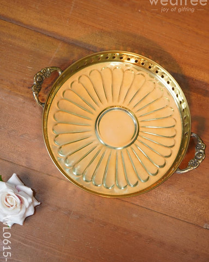 Brass Floral Designed Tray - Wl0615 8.5Inches Utility
