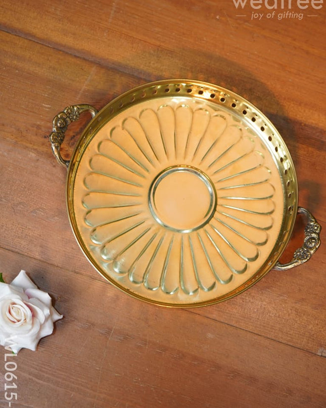 Brass Floral Designed Tray - Wl0615 8.5Inches Utility