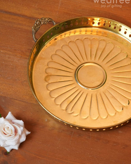 Brass Floral Designed Tray - Wl0615 Utility