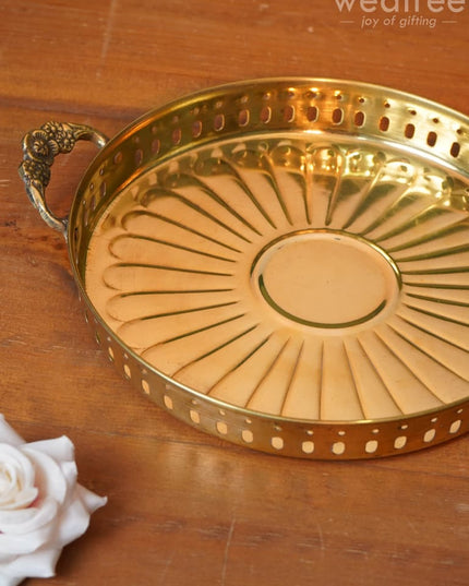 Brass Floral Designed Tray - Wl0615 Utility