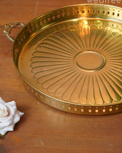 Brass Floral Designed Tray - Wl0615 Utility