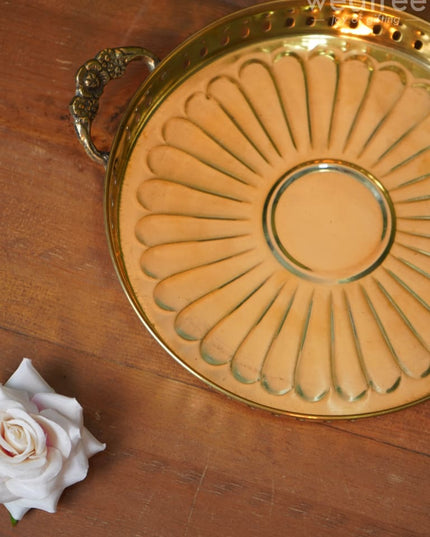 Brass Floral Designed Tray - Wl0615 Utility