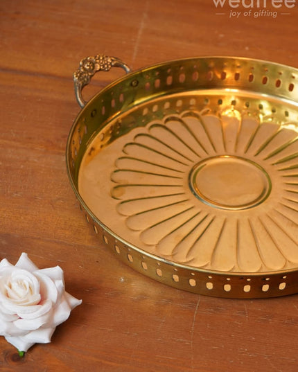 Brass Floral Designed Tray - Wl0615 Utility