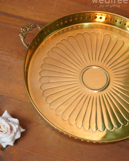 Brass Floral Designed Tray - Wl0615 Utility