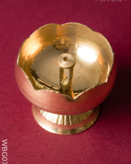 Brass Flower Diya with Stand - WBG0769 - Brass Diya RG