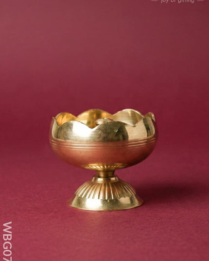 Brass Flower Diya with Stand - WBG0769 - Brass Diya RG