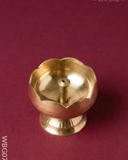 Brass Flower Diya with Stand - WBG0769 - Brass Diya RG