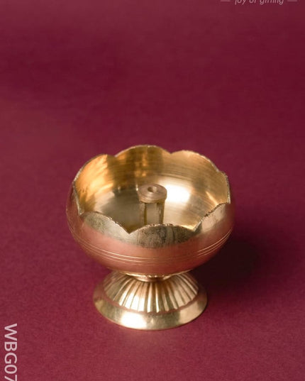 Brass Flower Diya with Stand - WBG0769 - Brass Diya RG