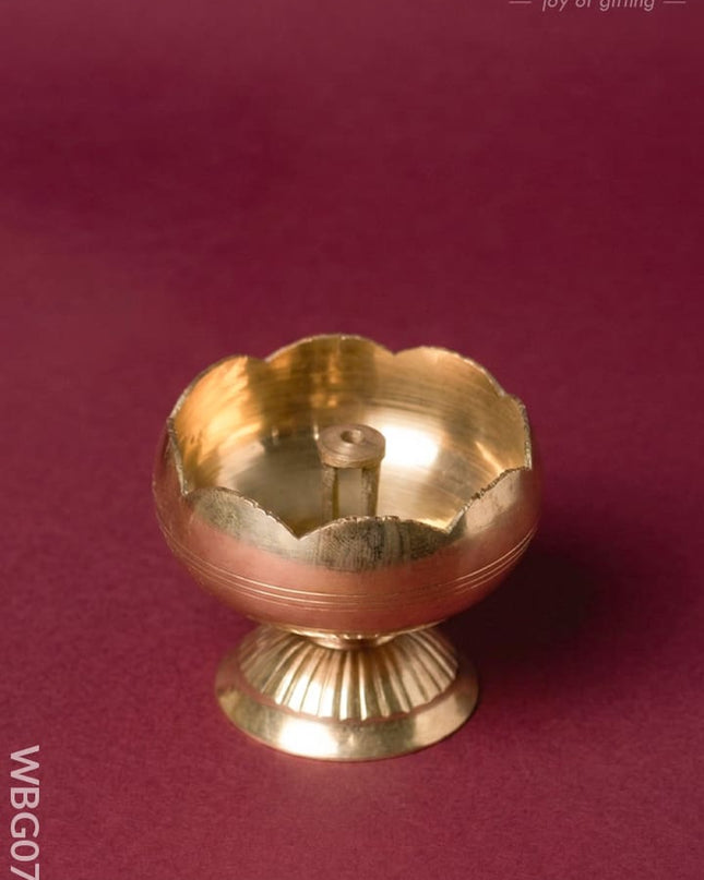 Brass Flower Diya with Stand - WBG0769 - Brass Diya RG