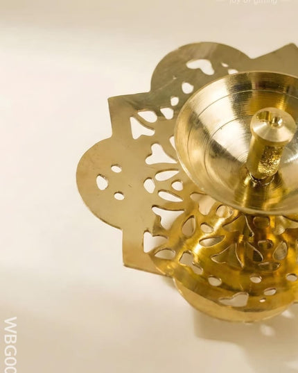 Brass Flower Shaped Diya - WBG0042 - Brass Diya RG
