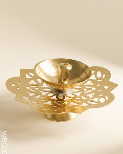 Brass Flower Shaped Diya - WBG0042 - Brass Diya RG