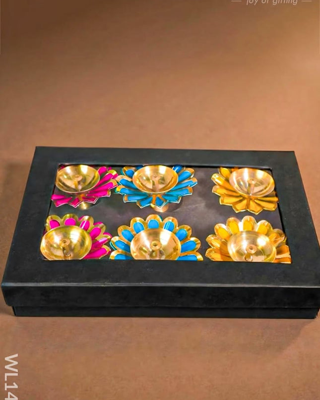 Brass Flower Shaped Diya - WL1476 - Brass Diya