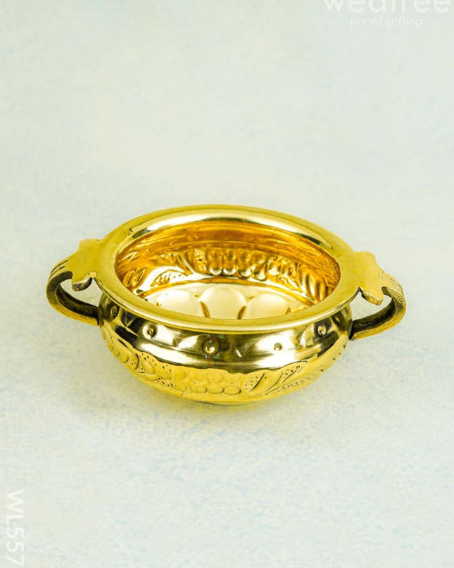 Brass Flower Urli - 4 inch - WL5578 - Brass Urli