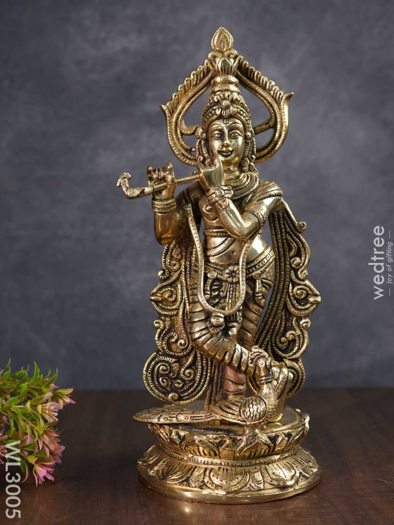 Brass Flute Krishna - Wl3005 Figurines