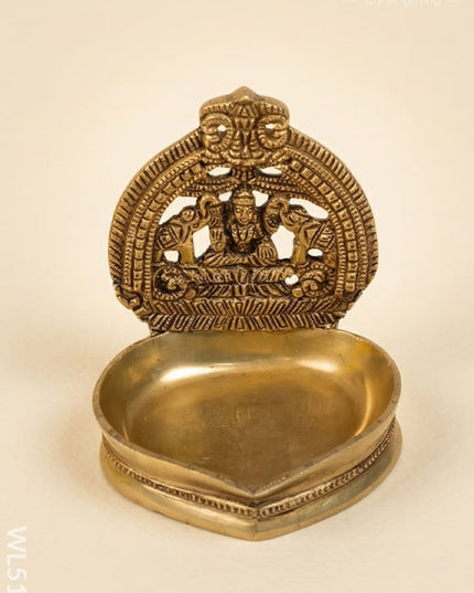 Brass - Gajalakshmi Diya - 5 inch - WL5137 - Brass Diya