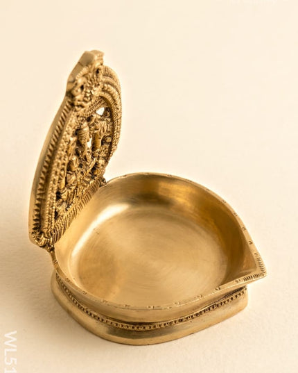 Brass - Gajalakshmi Diya - 5 inch - WL5137 - Brass Diya