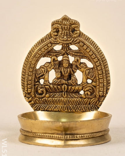 Brass - Gajalakshmi Diya - 5 inch - WL5137 - Brass Diya